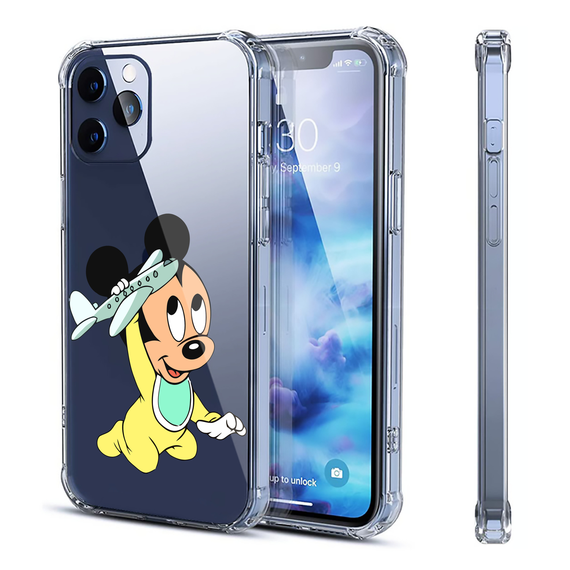 （画像用） ミッキーマウス Mickey Mouse 【iPhone 12シリーズ対応】透明スマホケース（クリアソフトケース）